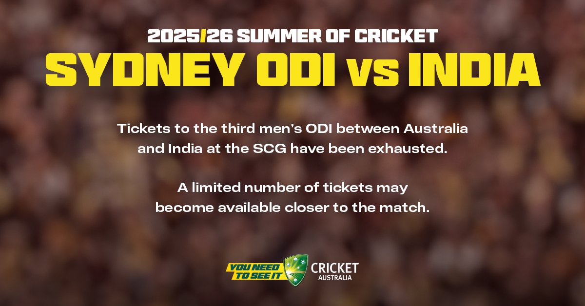 Our men's team white-ball fixtures against India in October are selling fast!

 All other games 🎟️ - cricket.com.au/tickets/series…?