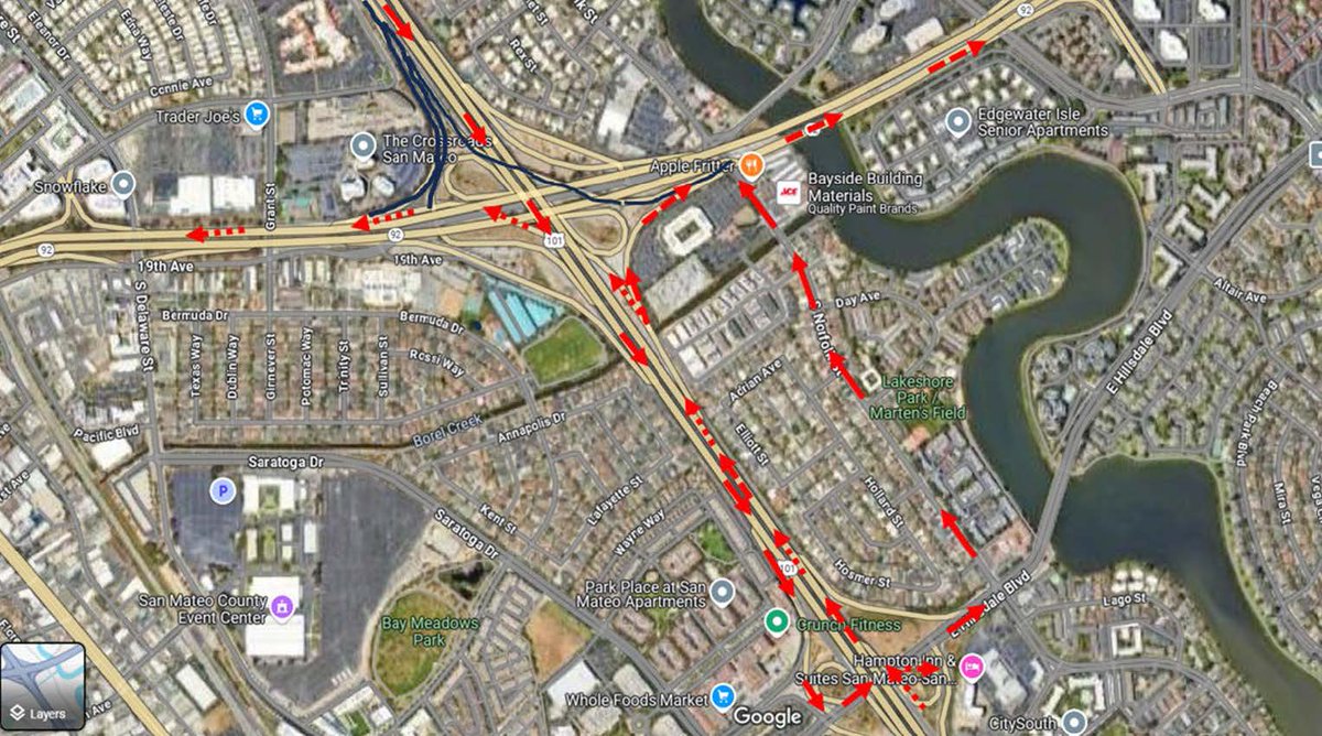 🚧 Night owls and late commuters 🚧
SB U.S. 101 off-ramps at SR-92 in San Mateo will be closed overnight starting June 19 at 10 PM for guardrail construction and sign removal. Posted signs will guide you safely through. 
#sanmateocounty #slowfortheconezone