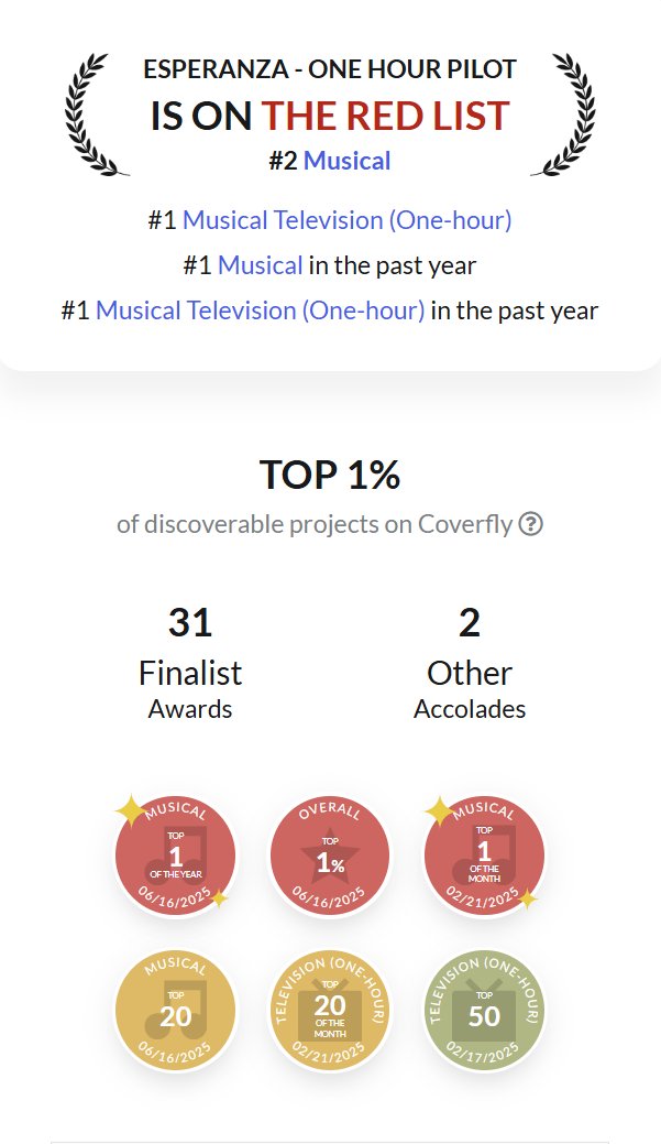 RenegadeLens's tweet photo. Esperanza just made Semifinalist in the Filmmatic Drama Screenplay Awards (S10) — out of 27,000+ pilots on Coverfly, we’re Top 50. Not bad for a Mexican American rock series set in 1973 LA. 

Hope has a sound. And it’s loud enough to change everything. https://t.co/JO2gilvPjz