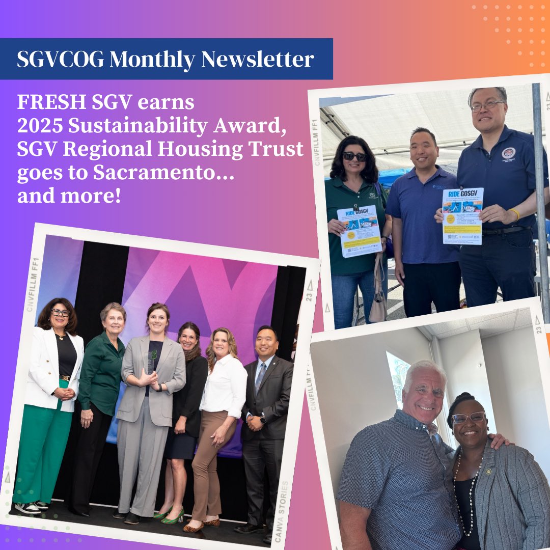 ICYMI: our monthly newsletter posted! Check out the latest and greatest. From the SCAG 2025 Sustainability Awards, affordable housing advocacy, coyote safety outreach, and more. mailchi.mp/sgvcog/sgvcog-…