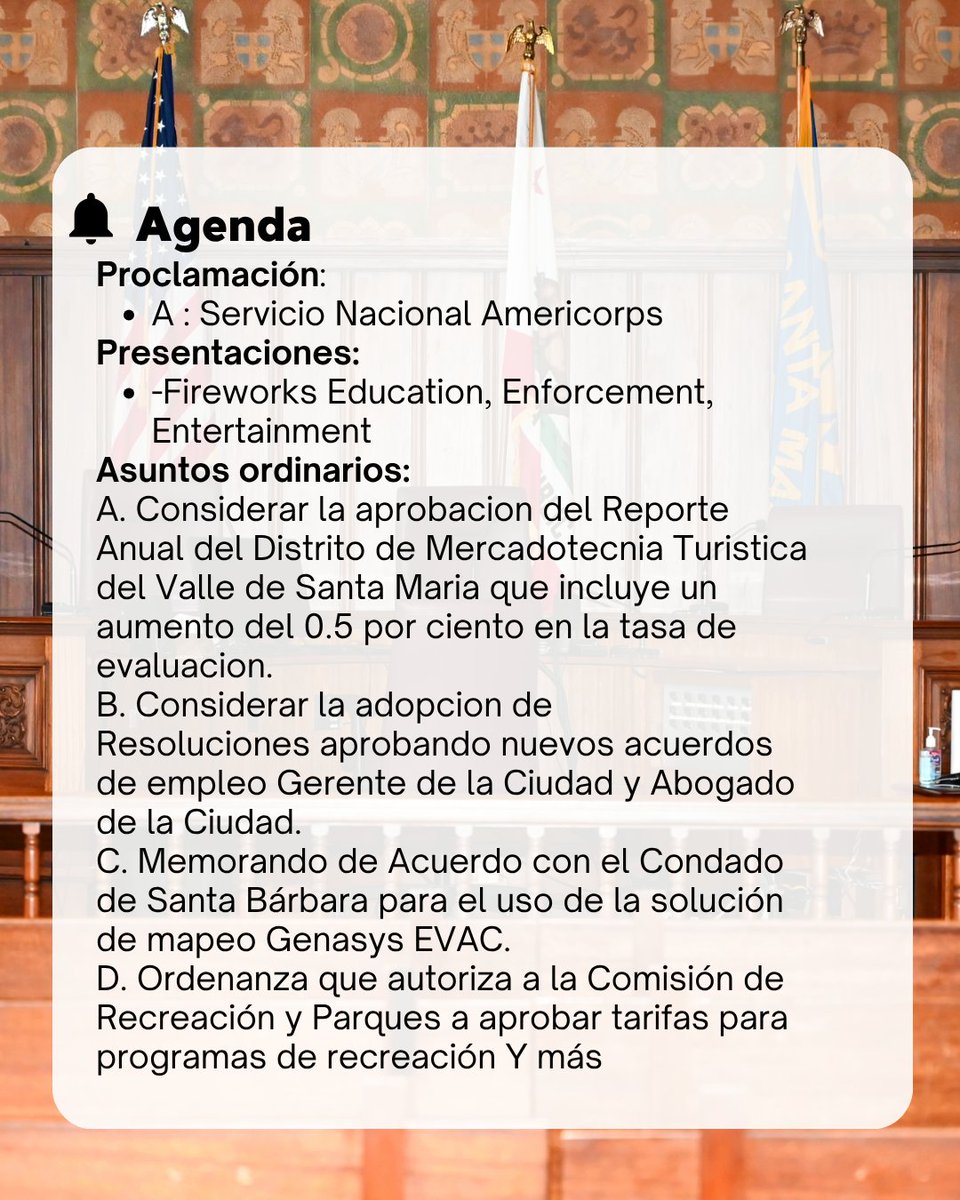 City_SantaMaria's tweet image. ⏰Starts at 5:30 p.m.
🧏🏻♀️Closed captions available in Spanish and English 💬
📺 Watch live meeting at CityofSantaMaria.org/TV
Empieza a las 5:30 p.m.
Vea la reunión en vivo en
Subtítulos disponibles en español e inglés 💬