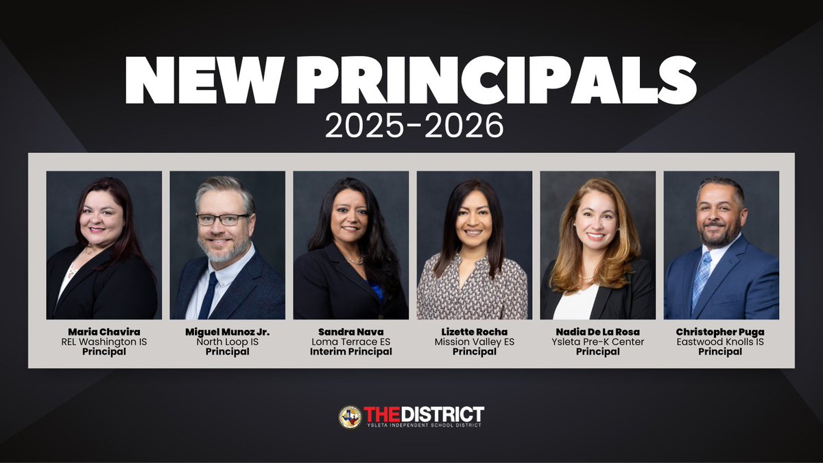 Exciting changes ahead! 🎉 Ysleta ISD proudly announces new campus principals for the 2025-26 school year, effective July 1. We’re eager to see these exceptional leaders step into their new roles and continue strengthening our community! 👏 
Read more: bit.ly/4n4oTcD