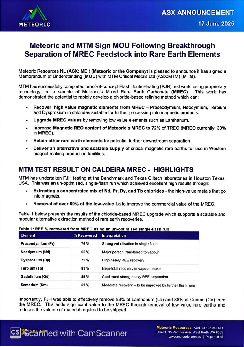 SalvadorMaurice's tweet image. $MTM #MEI

Meteoric and #MTM Sign MOU Following Breakthrough Separation of MREC Feedstock into #RareEarth Elements

Deliver an alternative and scalable supply of critical magnetic #rareearths for use in Western magnet making production facilities…