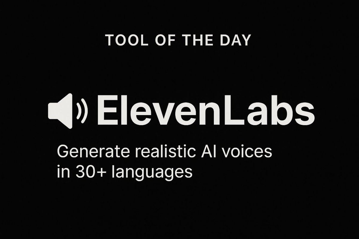 DailyAIStack's tweet image. 🔧 Tool of the Day: ElevenLabs
Create realistic voiceovers from any text in 30+ languages.
💡 Use Case: Add narration to your videos, training content, or marketing without recording your voice.
#VoiceAI #AItools #ContentCreation