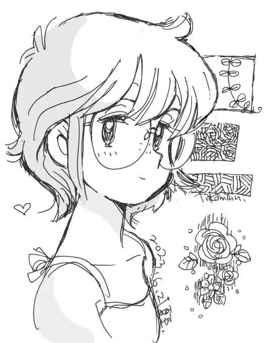 #みなさん2年前の今頃はどんな絵描いてましたか 
『パイナップルみたい♡』の きゃおりちゃん(恒例) 
とか、のり弁ちゃんとか。 