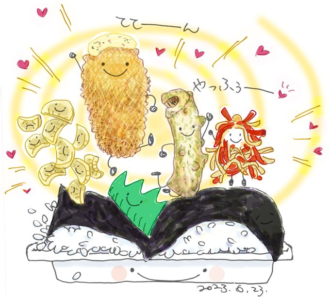 #みなさん2年前の今頃はどんな絵描いてましたか
『パイナップルみたい♡』の きゃおりちゃん(恒例)
とか、のり弁ちゃんとか。
