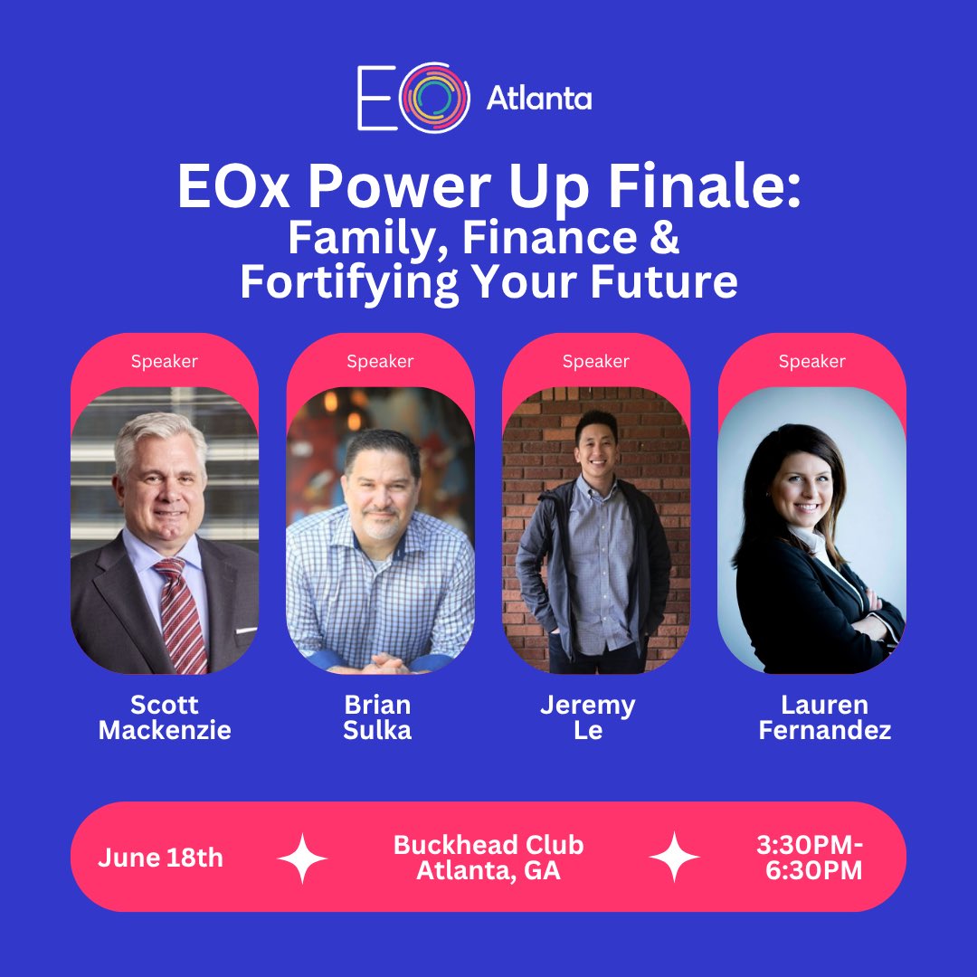 Don't miss out on our EOx Power Up Finale this Wednesday! 🚀 

As we wrap up the year, we’re bringing together four powerhouse speakers to explore all things Family, Finance and Fortifying Your Future.

RSVP now: eoatlanta.com/events/eoatlan…