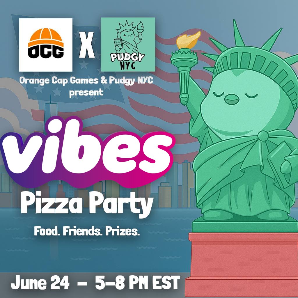Vibes (Pudgy TCG) (@ocapgames) on Twitter photo Join us and <a href="/PudgyNYC/">Pudgy NYC 🐧🗽</a> for a night of Vibes!
Learn how to play the game and chill with the Pudgy NYC crew.
Pizza provided!
Details below 👇 Join us and <a href="/PudgyNYC/">Pudgy NYC 🐧🗽</a> for a night of Vibes!
Learn how to play the game and chill with the Pudgy NYC crew.
Pizza provided!
Details below 👇