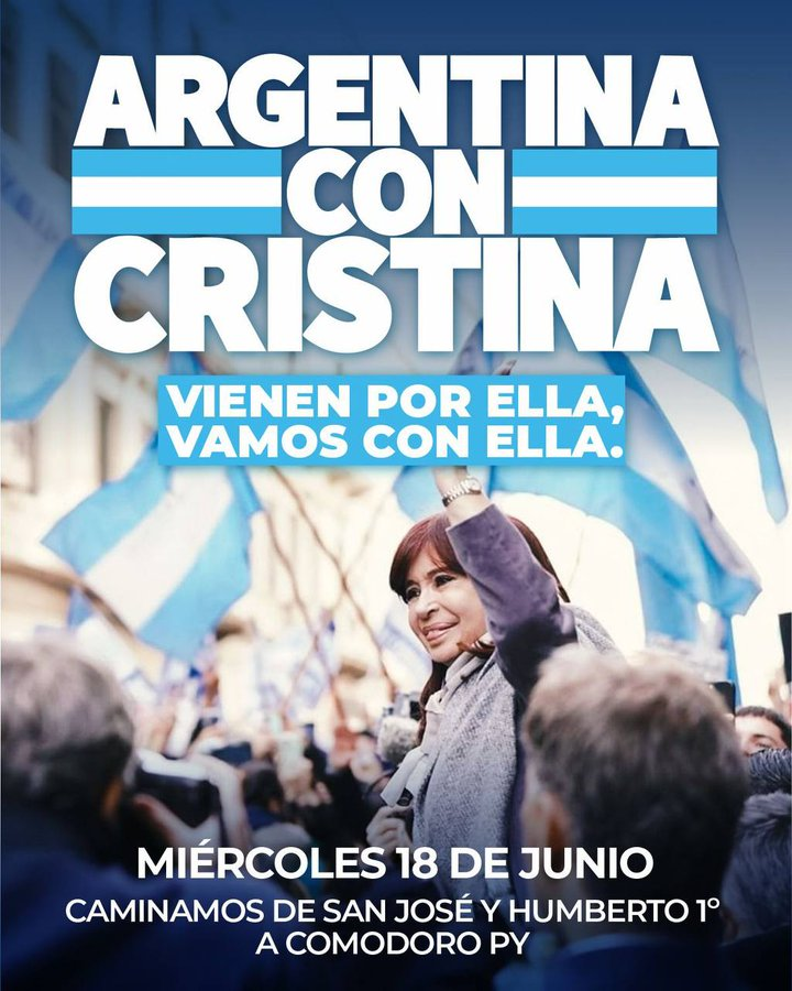 CascallaresPJ's tweet photo. 🇦🇷✌️ El miércoles acompañamos a @CFKArgentina hasta Comodoro Py y de vuelta a su casa. 

Defenderla es defender la Democracia. 

#ArgentinaConCristina https://t.co/W5xxNuMdTU
