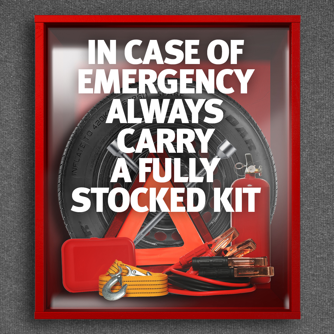 Is your car kitted out with an emergency kit? It could save you in a pinch. See the comments for our kit essentials.