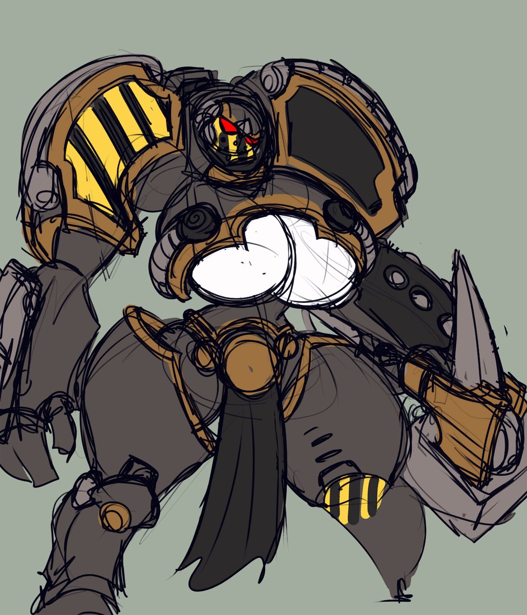 its late, im tired.  but i wanted to scribble so enjoy this very VERY rough unfinished take on an iron warrior saturine terminator