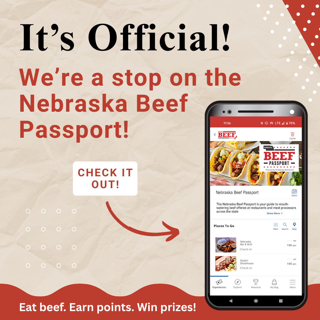 BroncoBurgers's tweet photo. 🥩 We're officially a stop on the Nebraska Beef Passport! 🥳 Beef Passports are now available at https://t.co/RT0AmkDw8L. Bronco's is proud to be part of the best beef our state has to offer. Whether you're a… #nebraskabeef #broncoshamburgers #omahanebraska #omahafoodlovers https://t.co/FBvqI1UtHL