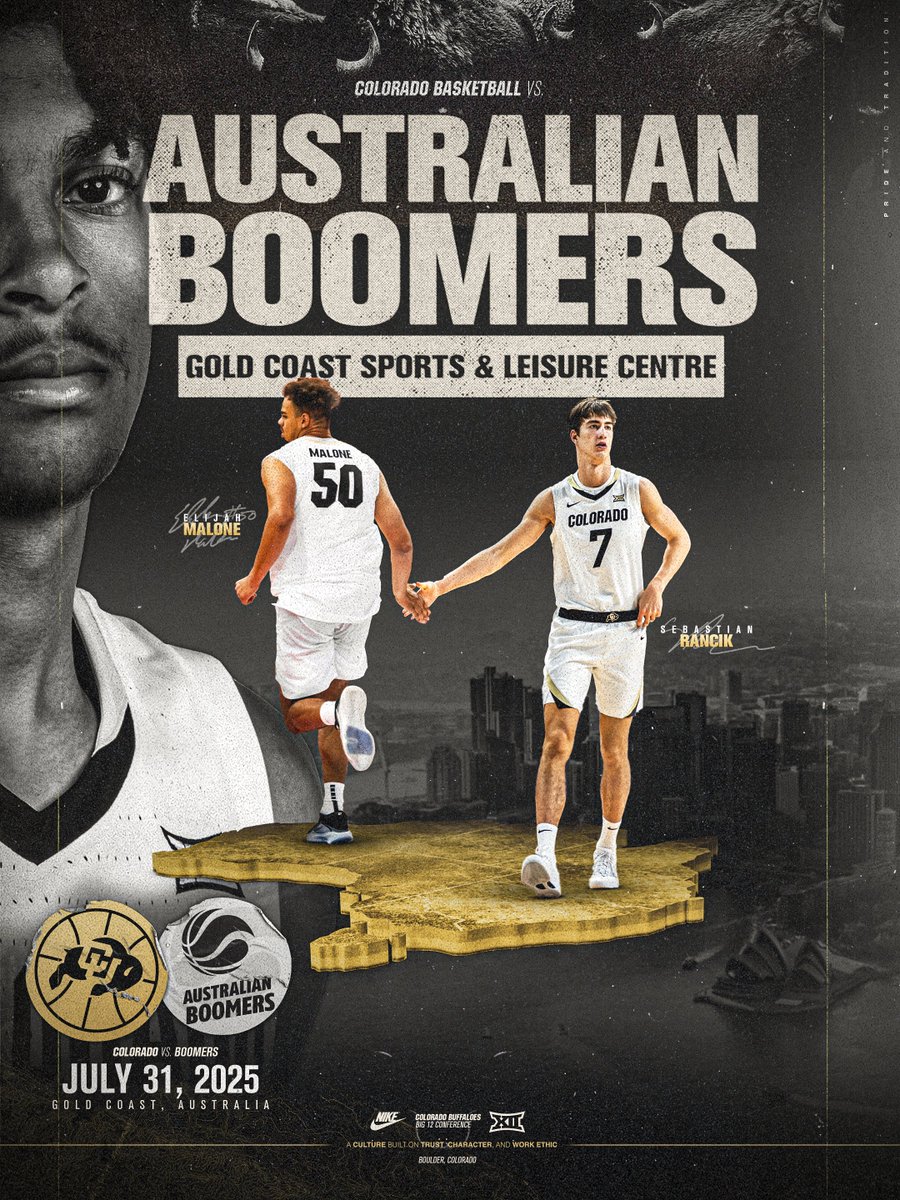 Colorado Men's Basketball (@cubuffsmbb) on Twitter photo Buffs vs. Boomers🔒
The Buffs are set to play the Australian Boomers, Australia's Men's National Team, on July 31 at the Gold Coast Sports & Leisure Centre
🗞️ » buffs.me/4jM9P0h
#GoBuffs x <a href="/BasketballAus/">Basketball Australia</a> Buffs vs. Boomers🔒
The Buffs are set to play the Australian Boomers, Australia's Men's National Team, on July 31 at the Gold Coast Sports & Leisure Centre
🗞️ » buffs.me/4jM9P0h
#GoBuffs x <a href="/BasketballAus/">Basketball Australia</a>