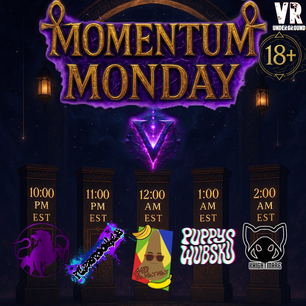 VivienVoid (@vivienvoid) on Twitter photo Join Us for More Momentum Monday 18+!!
Open Decks After~
Amazing Line Up with:
<a href="/Chimera_IX/">Chimera_IX</a> <a href="/ITZSPOOKEY/">ITZSPOOKEY</a> MrBanana <a href="/Puppywubski/">Puppywubski</a> <a href="/AbyssKM/">AbyssKnightmare</a>
Hosted Only in the VRU <a href="/VRUnderground/">VRUnderground</a>
Join the Voidkin VRChat Group
Or Discord to attend
https: //discord.gg/a8sEFVPD
๐ค๐๐ค๐๐ค Join Us for More Momentum Monday 18+!!
Open Decks After~
Amazing Line Up with:
<a href="/Chimera_IX/">Chimera_IX</a> <a href="/ITZSPOOKEY/">ITZSPOOKEY</a> MrBanana <a href="/Puppywubski/">Puppywubski</a> <a href="/AbyssKM/">AbyssKnightmare</a>
Hosted Only in the VRU <a href="/VRUnderground/">VRUnderground</a>
Join the Voidkin VRChat Group
Or Discord to attend
https: //discord.gg/a8sEFVPD
๐ค๐๐ค๐๐ค