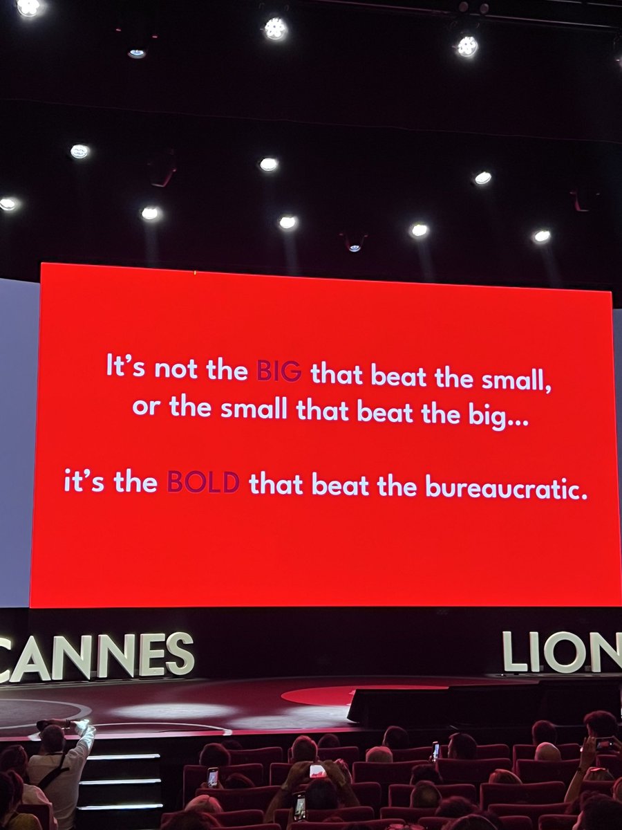 Narvaez_io's tweet photo. Size is no longer a strategy. Bold bravery is. 💥

Back at #CannesLions — two years after our work was featured in the official magazine.

Today, I’m here with @ProjectWW & @GPJExpMktg proud of bold entries and even prouder of our sister agency @Spinifexgroup for today’s shortlist. 👏🔥

A few standouts from Day One:

🧠 “Why Giants Can’t Dance” — Sir John Hegarty:

“AI hasn’t changed creativity, it’s changed who gets to create.”
“Don’t aim to be the biggest. Aim to be the boldest.”

📈 @ServiceNow Colin Fleming & @Adobe Rachel Thornton:

“From broadcasting value to earning trust.”
“Bravery + storytelling = breakthrough.”

In an era of AI, truth, trust, and humanity are the future.
That’s how giants dance.

#Cannes2025 
#CreativeLeadership #ExperienceDesign #Storytelling #AIandCreativity #BrandExperience
@GeorgePJohnson