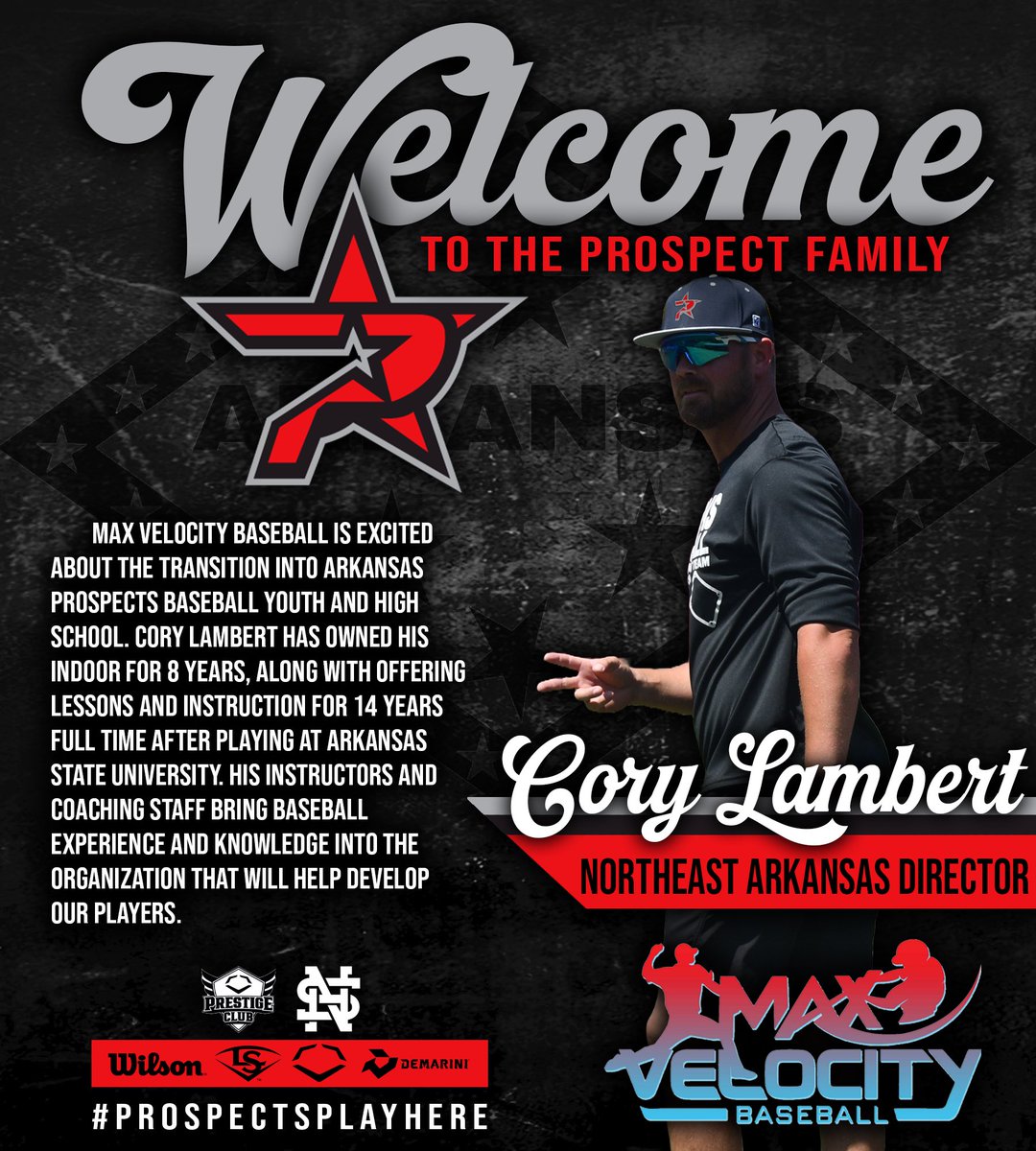 Andy Menard (@arprospectcoach) on Twitter photo We are excited to announce Cory Lambert <a href="/maxvelocitybsb/">Max Velocity Baseball</a> as one of our new additions into the Prospects Organization. Cory will be the Northeast Arkansas Regional Director
@#ProspectsPlayHere We are excited to announce Cory Lambert <a href="/maxvelocitybsb/">Max Velocity Baseball</a> as one of our new additions into the Prospects Organization. Cory will be the Northeast Arkansas Regional Director
@#ProspectsPlayHere