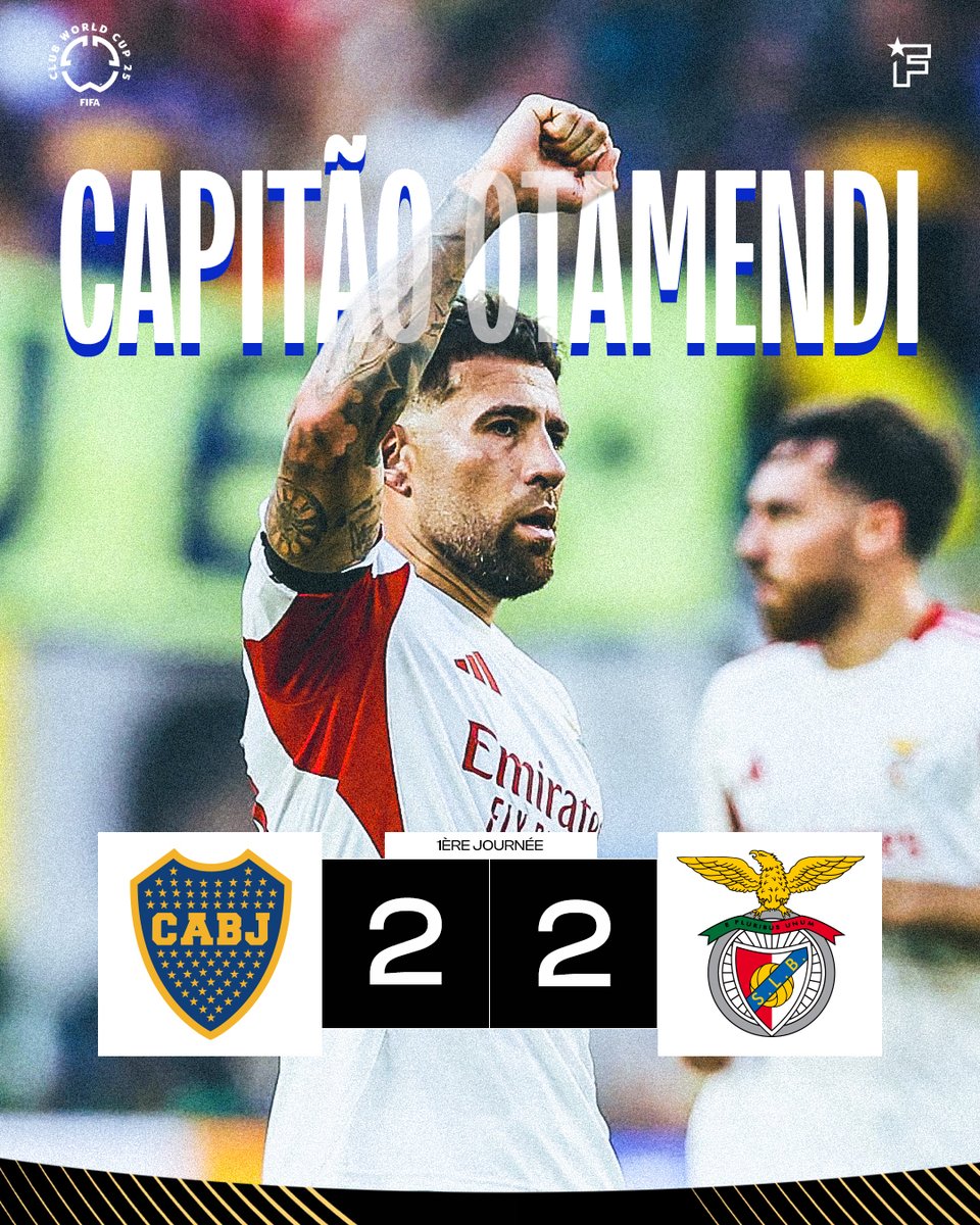 Foot Mercato (@footmercato) on Twitter photo Capitão Otamendi, toujours là quand il faut ! 👊
Benfica arrache le nul (2-2) contre Boca dans les derniers instants ! 🔴⚪
📺 Suivez la Coupe du Monde des Clubs gratuitement et en intégralité sur <a href="/DAZN_FR/">DAZN France</a> ! > bit.ly/43YDNZf
#FIFACWC #TakeItToTheWorld Capitão Otamendi, toujours là quand il faut ! 👊
Benfica arrache le nul (2-2) contre Boca dans les derniers instants ! 🔴⚪
📺 Suivez la Coupe du Monde des Clubs gratuitement et en intégralité sur <a href="/DAZN_FR/">DAZN France</a> ! > bit.ly/43YDNZf
#FIFACWC #TakeItToTheWorld