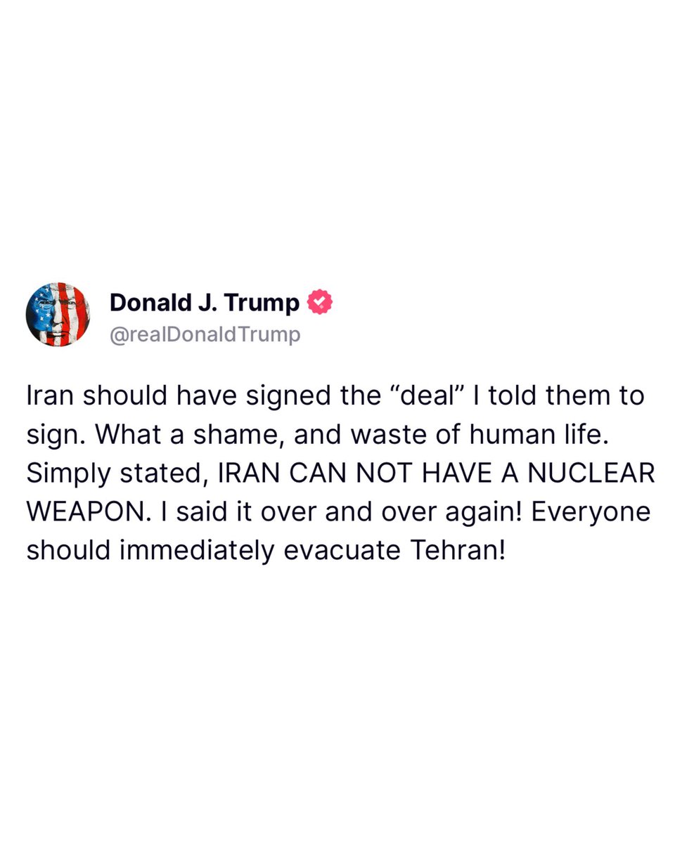 I’m old enough to remember when people didn’t take trumps advice to buy stock and missed out.

I’d evacuate Tehran if I were there right about now..