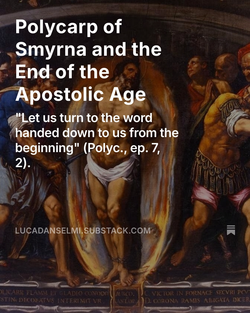A substack post on Polycarp and his "ordinary" letter to the Philippians.

It's interesting to note that we have writing to Polycarp, from Polycarp, and about Polycarp in the 2nd century (Ehrman). 

More on scripture, heresy, and Church governance:

open.substack.com/pub/lucadansel…