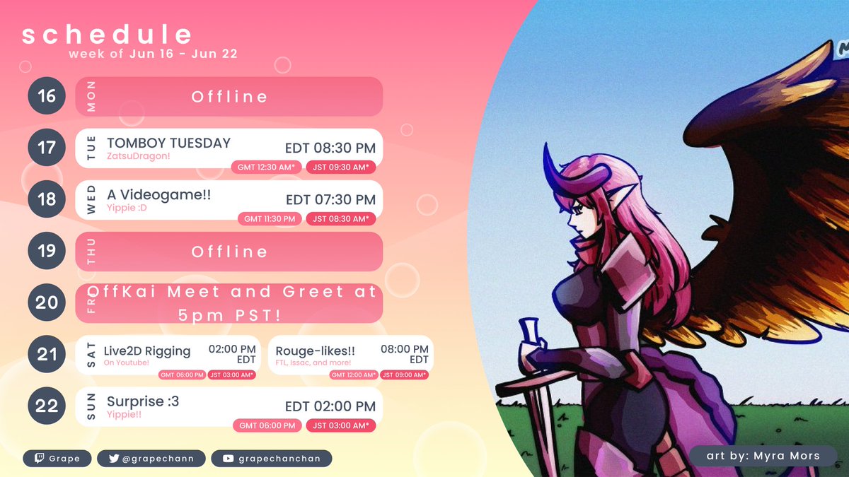 GAOGAO!! Scheddy for the week!!! I've been a good dragon..... I made 2 schedules in a row 🐉