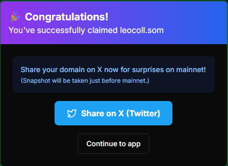 I just claimed my "leocoll.som" domain via <a href="/somnia_domains/">.somi</a>! 
 <a href="/Somnia_Network/">Somnia</a> <a href="/SomniaEco/">ecosystem.somi</a> 
Claim yours now 👉 somnia.domains
