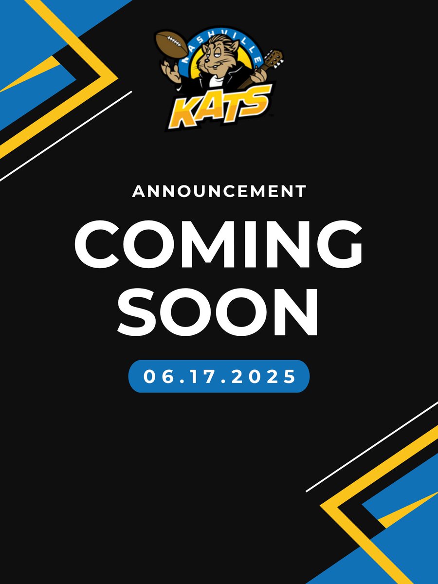 .<a href="/NashvilleKatsFB/">Nashville Kats</a> have an announcement coming tomorrow.

What do you think it could be? 🤔