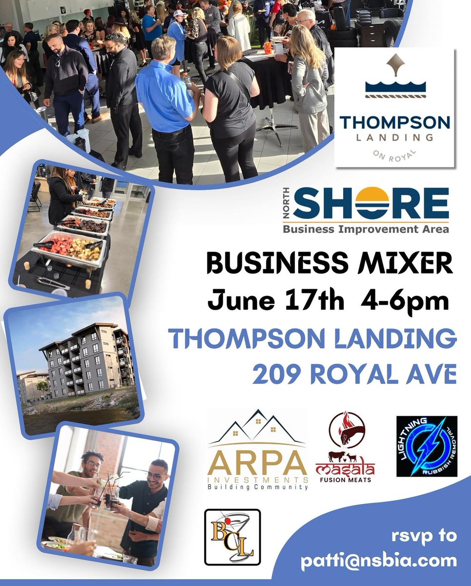 We’re proud to host the @NSBIA Mixer tomorrow at Thompson Landing on Royal!

📍 215 Royal Ave, Kamloops
🕓 4–6 PM | June 17

Tour our riverfront suites, enjoy local eats &amp; connect with the North Shore business community.