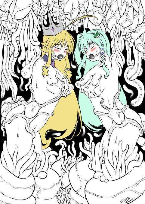 魔物🪱🐙の肉壁の中でくぐもった二人の声がする・・・前身をまさぐられ快楽に溺れていく💕 