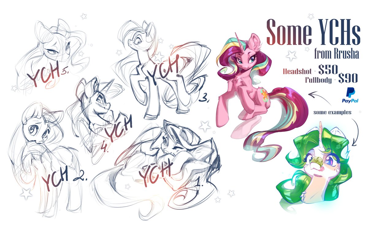 I brought you some YCHs! 
Fix price (on pic), PayPal is available! 
DM with number to claim✨