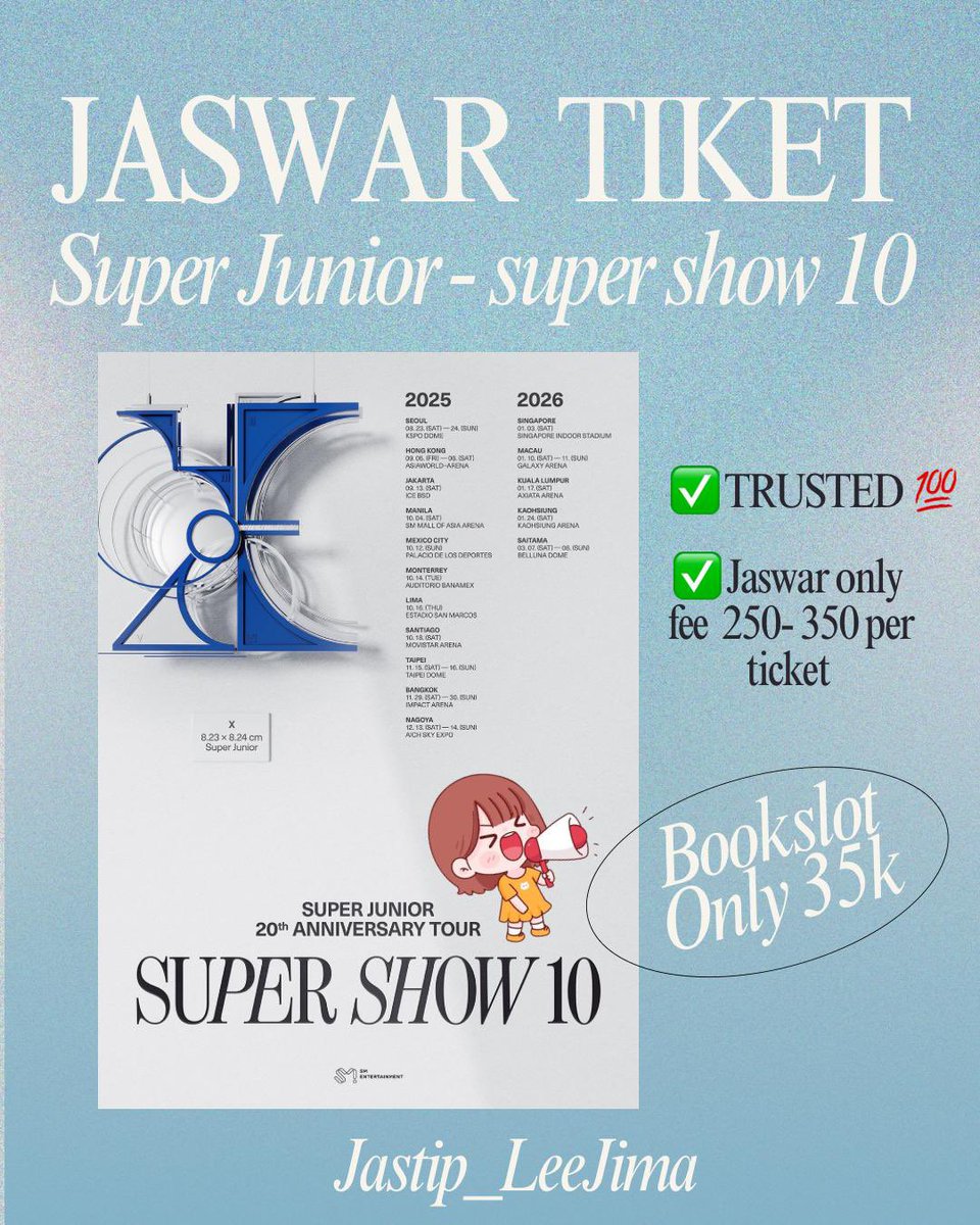jastip_leejima's tweet image. •Open jaswar tiket Super Junior - Super Show 10 in Jakarta•

Bookslot only 💸35.000

✅data sendiri/data admin
✅self payment

New but TRUSTED 💯

feel free buat yang mau tanya tanya dulu^^