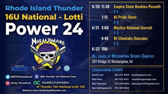 Alexis Nisyrios - 2027 (@alexisnisyrios) on Twitter photo Power 24 here we come!! Come check us out in NJ this wknd!! <a href="/RITG16unational/">RI Thunder Gold 16u National- Lotti</a> <a href="/thunderjam134/">dave lotti</a> <a href="/BobRossiRITG/">Bob Rossi</a> <a href="/LineDsoftball/">Line Drive Media</a> <a href="/SoftbalAmerica/">Softball America</a> <a href="/tucci_limited/">TUCCI</a> Power 24 here we come!! Come check us out in NJ this wknd!! <a href="/RITG16unational/">RI Thunder Gold 16u National- Lotti</a> <a href="/thunderjam134/">dave lotti</a> <a href="/BobRossiRITG/">Bob Rossi</a> <a href="/LineDsoftball/">Line Drive Media</a> <a href="/SoftbalAmerica/">Softball America</a> <a href="/tucci_limited/">TUCCI</a>