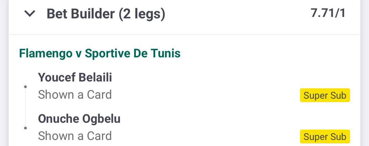 Flamengo RJ vs Esperance Tunis Bet Builder CARDS 🟨

@ 8.71 odds

❤️this tweet if you back it!