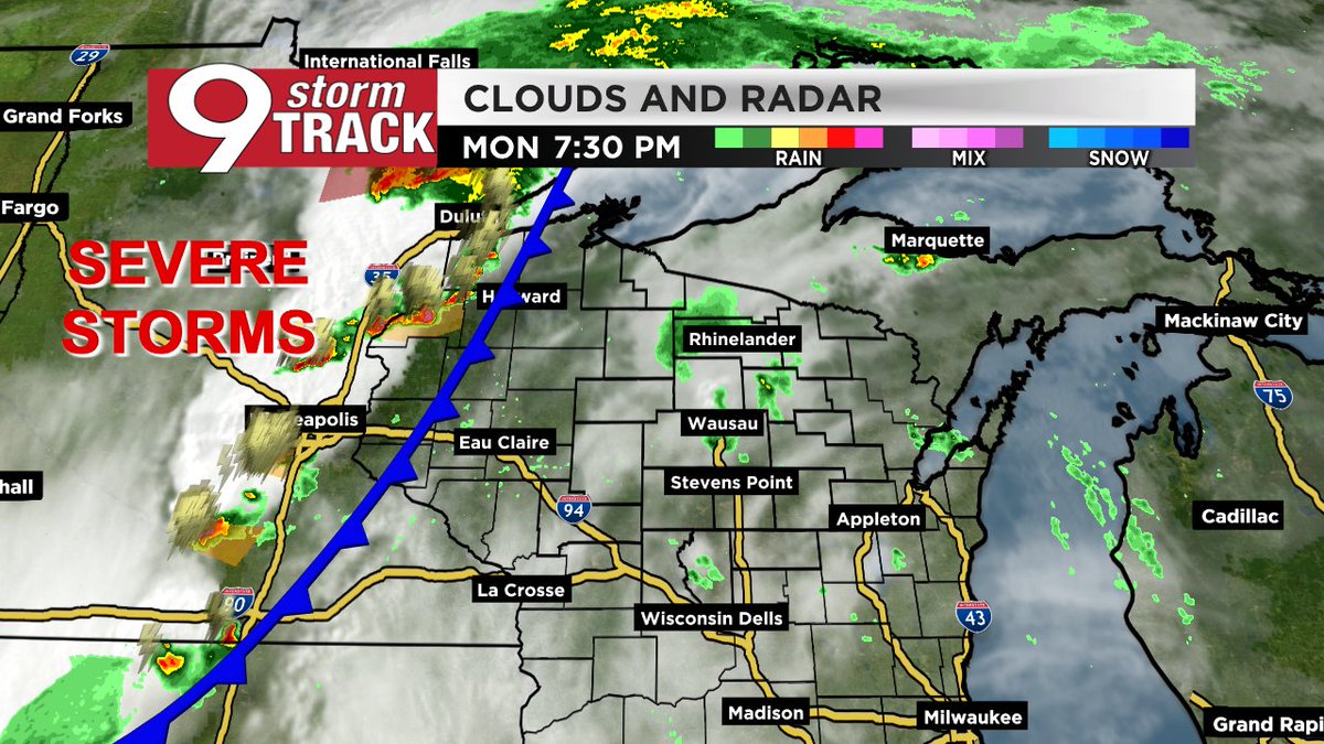[7:45 PM] After a brief round of afternoon thundershowers, stronger storms from the northwest will be moving in later this evening along a cold front. Severe weather isn't a guarantee, but severe storms will be possible with a chance of gusty winds and hail.