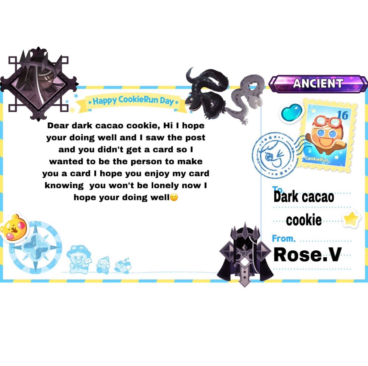 From my daughter Rose. 

#Happy_CookieRunDay #16주년_쿠키레터