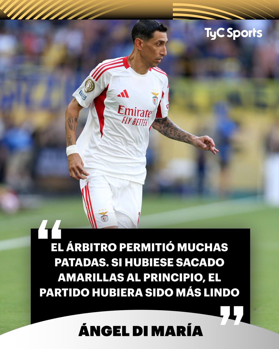 🗣️ Ángel Di María se refirió al desempeño del árbitro en el empate 2-2 entre #Boca y #Benfica:

🎙️ "Sabemos lo que es el fútbol argentino, sabemos cómo había que jugar el partido. El primer tiempo no jugamos de esa manera, nos faltó un poco más. En el segundo mejoramos mucho más.