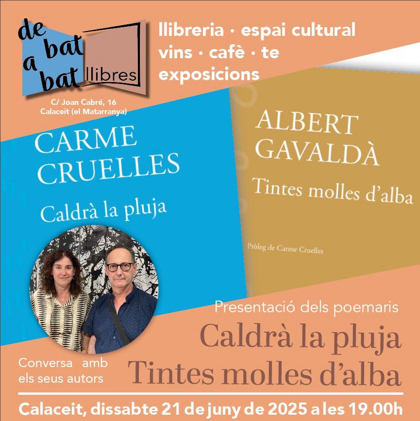 carmecruelles's tweet photo. Dissabte a Calaceit a la preciosa llibreia De bat a bat en aquesta ronda de presentacions. La setena presentació conjunta. Us hi esperem! @PoesiaPagesEd https://t.co/yUFsQSaA5n