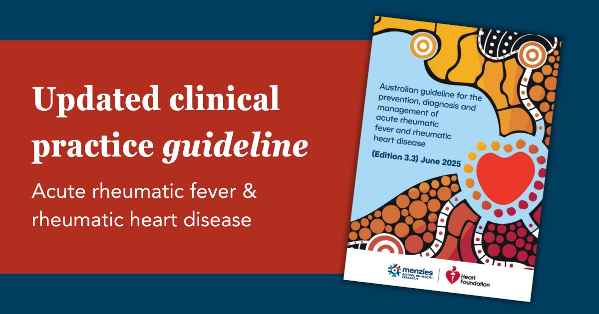 UPDATED GUIDELINE | The 2025 Australian guideline for the prevention, diagnosis and management of acute rheumatic fever (ARF) and rheumatic heart disease (RHD) is now live! Download the guideline: rhdaustralia.org.au/arf-rhd-guidel…