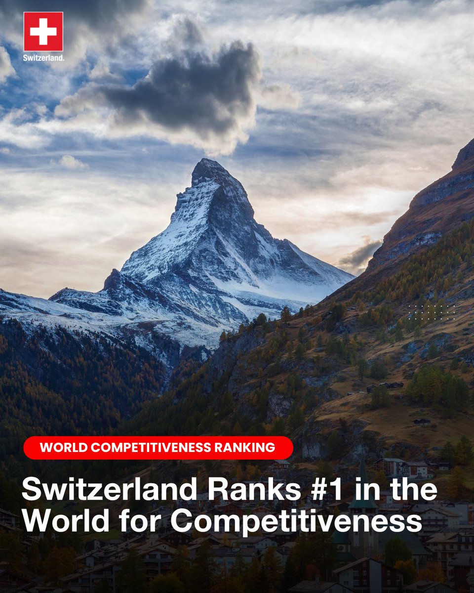 🇨🇭 Switzerland tops the IMD World Competitiveness Ranking 2025! 

The secret? Strong governance, stability, and world-class infrastructure.

👏 Congrats to Singapore &amp; Hong Kong for rounding out the top 3.

ℹ️ bit.ly/4jT74KC