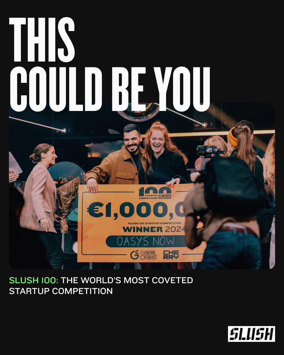 SlushHQ's tweet image. Founders and emerging managers, this November, we're hosting two epic competitions:
💚 Slush 100
€1M from @generalcatalyst and @CherryVentures on the line for the most ambitious early-stage startups.
Pre-register here: slush.typeform.com/prereg-slush100
🖤 Slush x RAISE, co-hosted with…