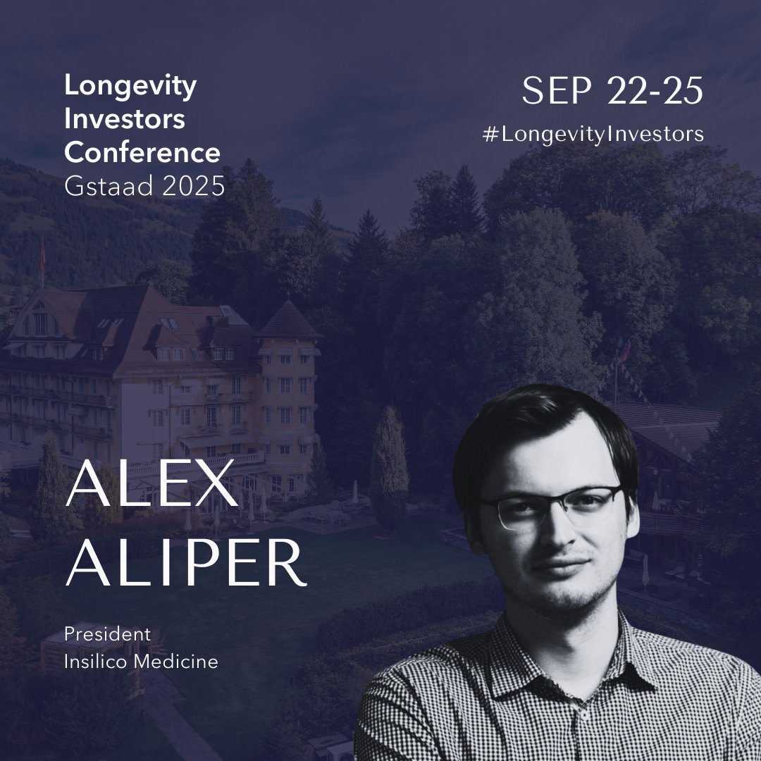 Longevity_Inv's tweet image. ✨ We’re excited to welcome @AlexAliper, President of @InSilicoMeds, to the Longevity Investors Conference 2025 in Gstaad!
As a leader in applying AI to drug discovery and development, Alex is driving innovation that’s shaping the future of longevity science. 🚀
Don’t miss his…