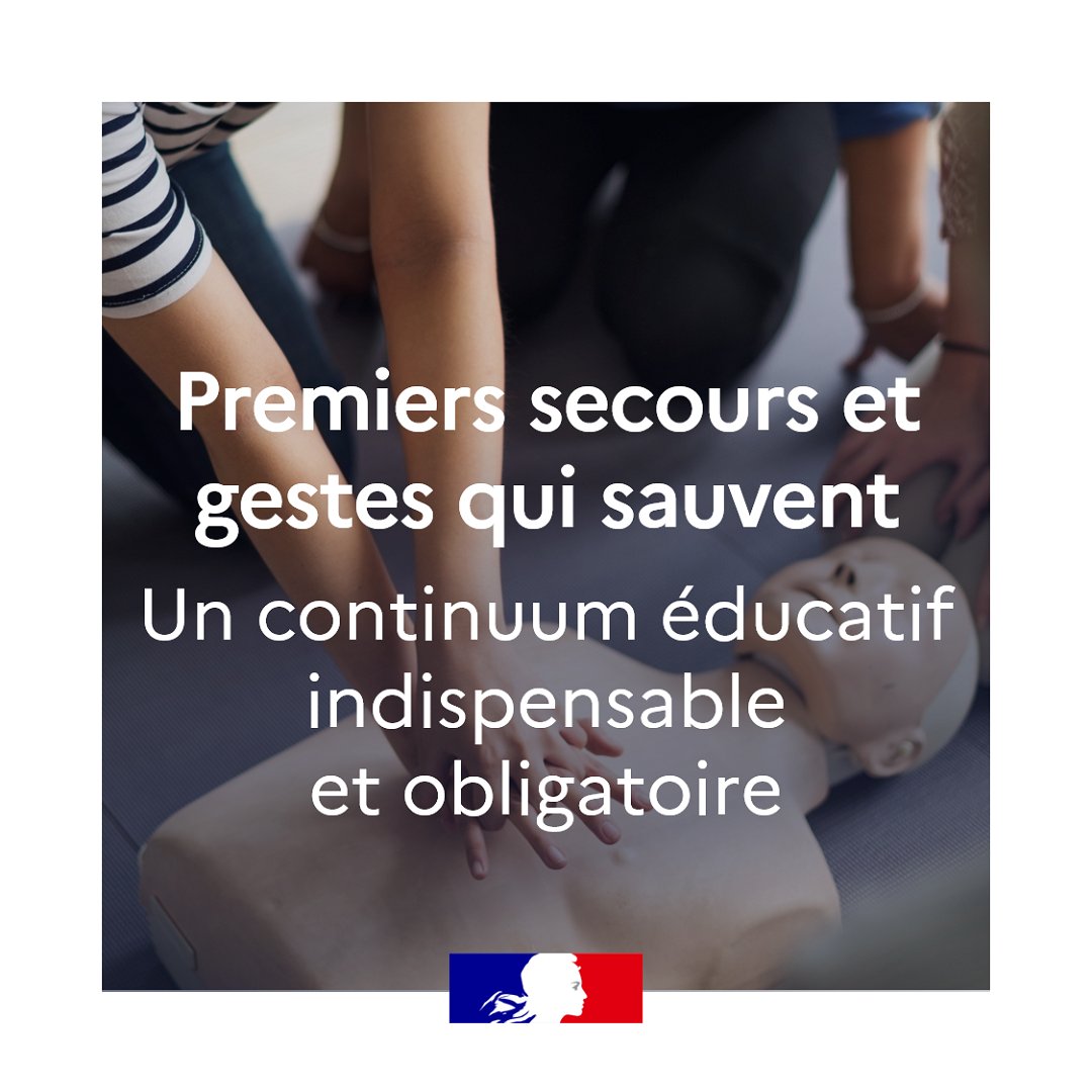 Premiers secours et gestes qui sauvent : un continuum éducatif indispensable et obligatoire, dès le cycle 1 🚨

☑ Pour sensibiliser tous les élèves aux gestes élémentaires de secours et aux conduites à tenir à travers des actions de prévention.

➡ eduscol.education.fr/991/un-continu…