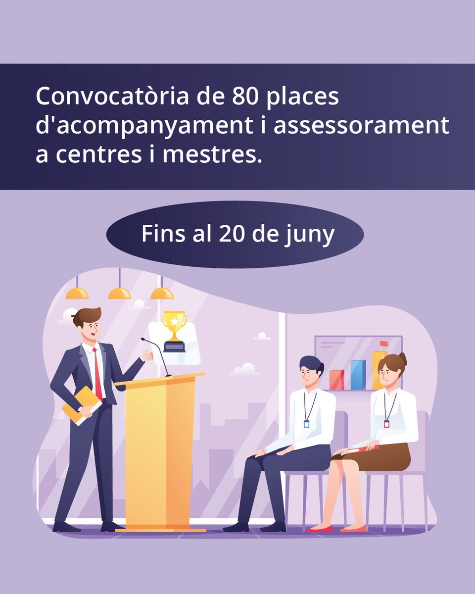 Convocatòria oberta: 80 places per a l’acompanyament i l’assessorament a centres i mestres dins el programa Mentories PCMAT. Més informació al següent enllaç!

📅 Inscripcions fins al 20 de juny
🔗 espai.educacio.gencat.cat/Personal/Concu…

#AlsCentres