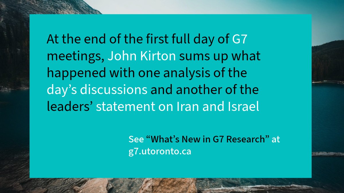 Not one but two articles at the end of the <a href="/G7/">G7</a>  leaders' first full day at the Kananaskis Summit, from John Kirton.

Both are available under "What's New in G7 News" at g7.utoronto.ca 

<a href="/GloGovProj/">The Global Governance Project</a>  #G7Summit2025 #G7Kananaskis2025 #G7Canada #IsraelIranWar #G7