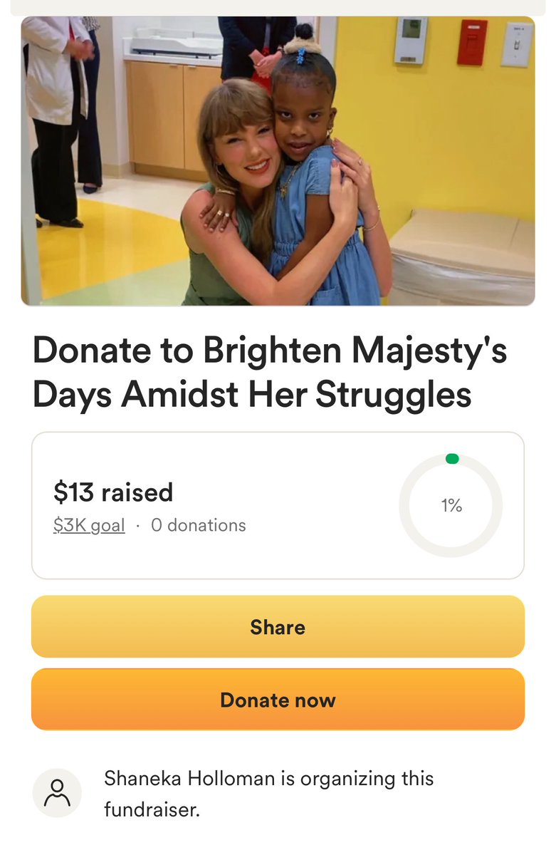 swifties let's keep it going: majesty's mom just set up her gofundme 🩷 let's help them out! #keepthebook #taylorswift
 gofundme.com/f/donate-to-br…