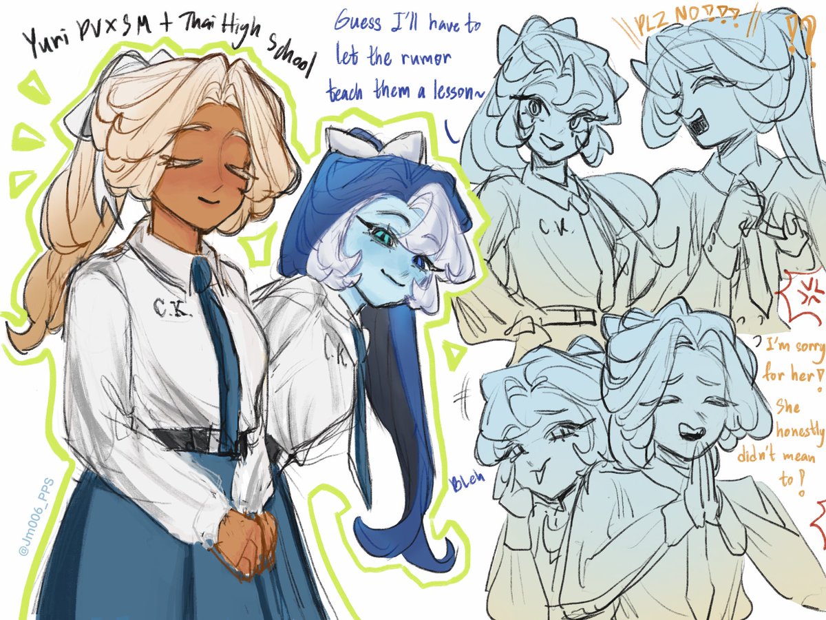 Doodles yuri pureshadow—why not put them in Thai high school uniforms too? 
#pureshadow