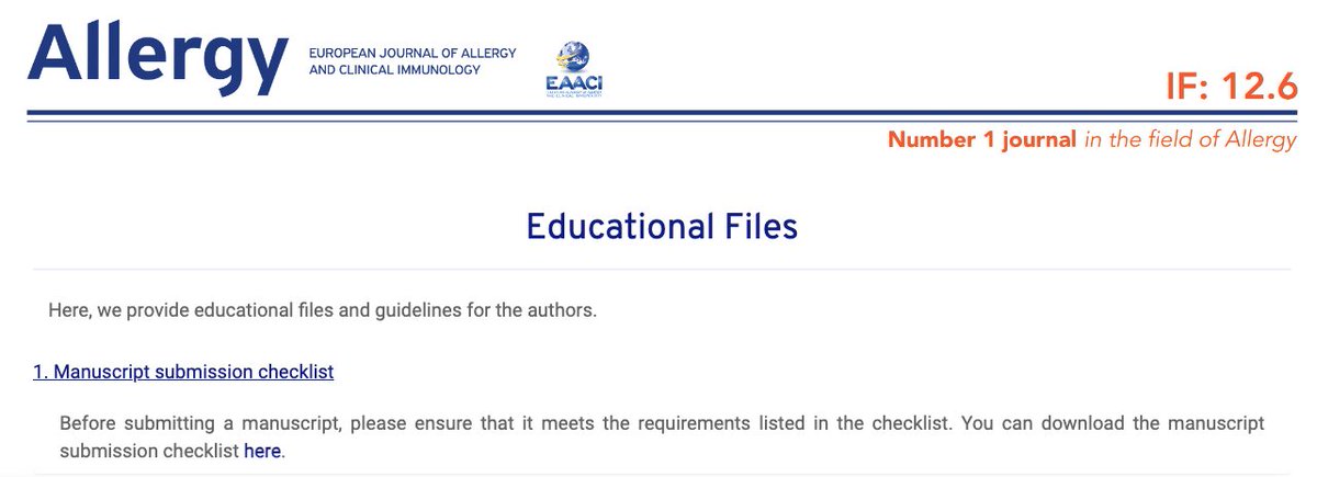 📢 Dear Juniors!
Submitting to @AllergyEAACI? Avoid delays by following the submission checklists for both initial and revision stages! ✅
Download it + free educational resources here: journalallergy.com/educational-fi…

#EAACI #AllergyJournal #YoungResearchers #ResearchTips