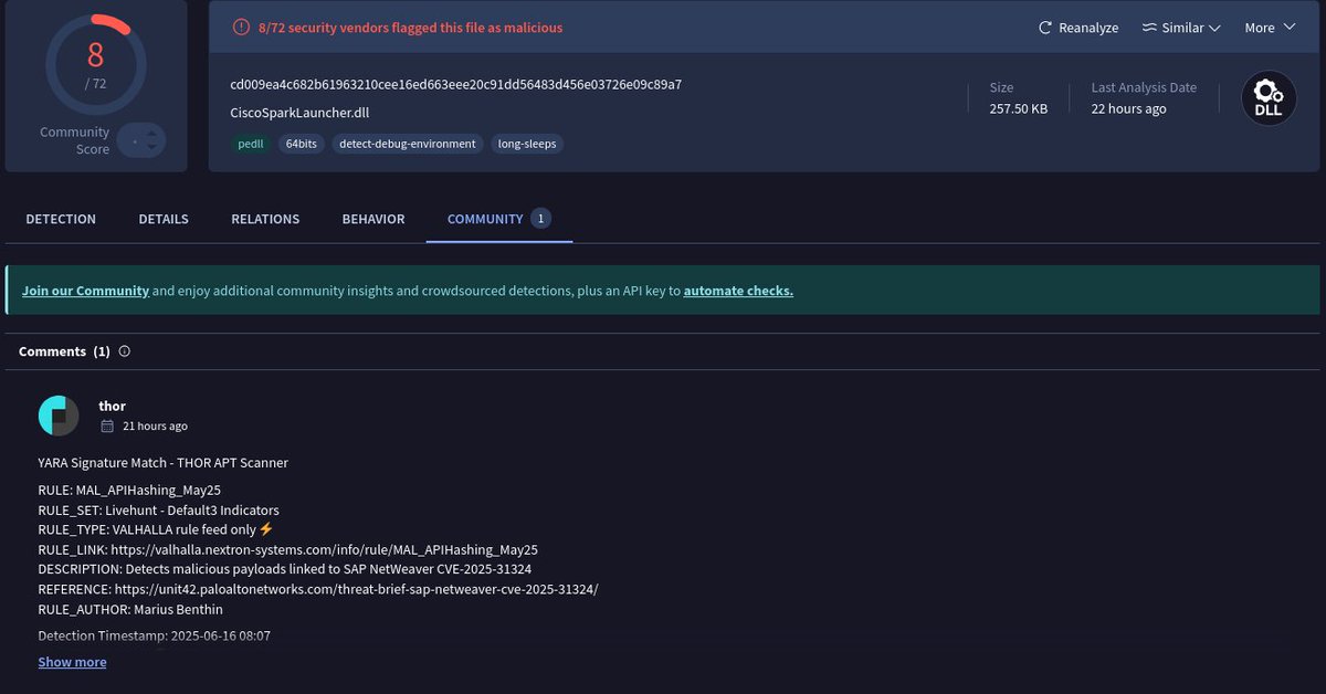 marius_benthin's tweet image. Discovered a new Voldemort sample with the exported DLL name &quot;ponhubc.dll&quot;. It uses #LNK + #VBS and #DLLHijacking, similar to a previous campaign detailed by @proofpoint [1].

ZIP: e646e78344d99913b541d87ccebfb467
DLL: 4cc3443f56264cee94da3c23cce2a977

[1] proofpoint.com/us/blog/threat…