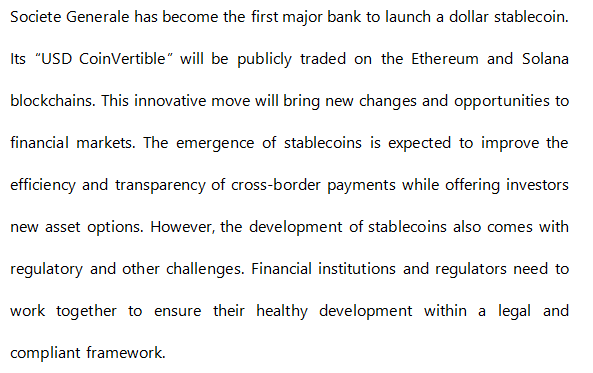 HKPay001's tweet image. Societe Generale First Major Bank to Launch Dollar Stablecoin, Bringing New Changes to Financial Markets
#StablecoinDevelopment #FinancialInstitutionInnovation #DigitalCurrencyApplication