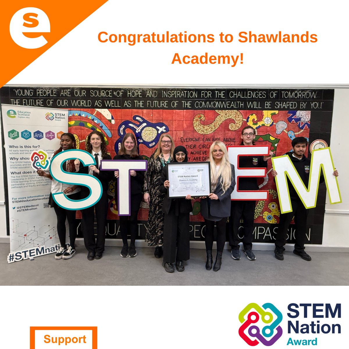 Education Scotland (@educationscot) on Twitter photo ⭐Congratulations to Shawlands Academy on achieving the #STEMnation Award. Shawlands Academy was praised for its leadership approach to fostering a sustainable #STEM learning environment.
Find out more - ow.ly/wmvU50W8oce <a href="/GlasgowCC/">Glasgow City Council</a> ⭐Congratulations to Shawlands Academy on achieving the #STEMnation Award. Shawlands Academy was praised for its leadership approach to fostering a sustainable #STEM learning environment.
Find out more - ow.ly/wmvU50W8oce <a href="/GlasgowCC/">Glasgow City Council</a>