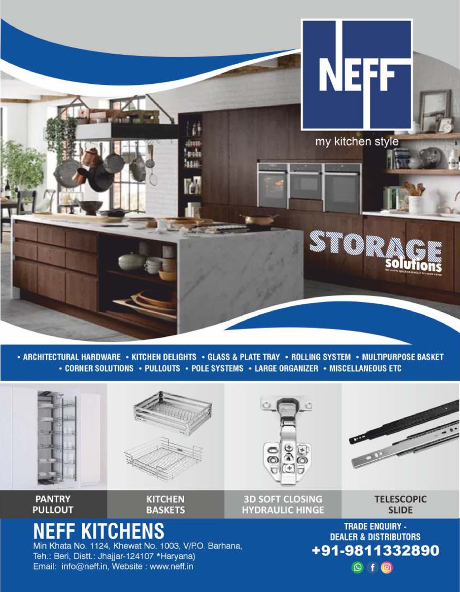 SpaceMedia11's tweet photo. Dealers Distribution Enquiry Solicited 
NEFF KITCHENS (HARYANA)
For enquiry via WhatsApp click
https://t.co/LZvYhSYlK8
Contact : +91-9811332890, 
E-mail : info@neff.in
Web : https://t.co/h0JwmIY9rt
𝐇𝐀𝐑𝐃𝐖𝐀𝐑𝐄 &amp; 𝐈𝐍𝐓𝐄𝐑𝐈𝐎𝐑 𝐌𝐀𝐆𝐀𝐙𝐈𝐍𝐄 https://t.co/SdLAlIXjhn